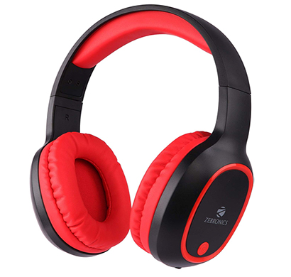 zebronics zeb thunder bluetooth headset with mic (red ,over the ear)