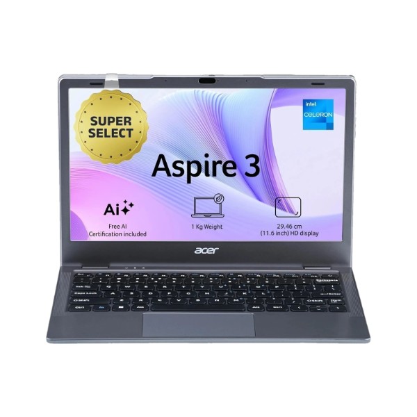 acer aspire 3 a311-45 (un.354si.004) thin and light laptop (intel celeron dual core/8 gb/256 gb ssd/windows 11 home /11.6 inch/steel grey /1.0 kg) 1 year warranty
