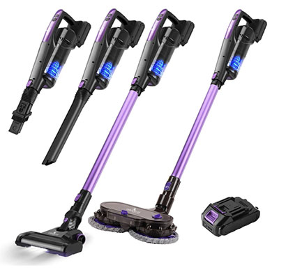 akiara Cordless Vacuum Cleaner, 130W 10000 Pa Powerful Suction, Up to 35 Mins Runtime, 500 ML Dust Cup,4 in-1 Stick Cleaner, Lightweight Vacuum for Carpet, Hard Floor, Home & Pet Hair ( Purple)
