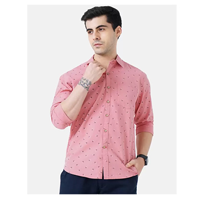 alpheus ( alsh0822001) men regular fit printed casual shirt (pink)