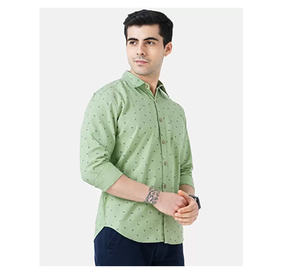 ALPHEUS (ALSH0822002) Men Regular Fit Printed Spread Collar Casual Shirt (Light Green)