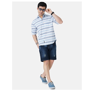 alpheus ( alsh0822034) men regular fit striped spread collar 100% cotton casual shirt ( blue)