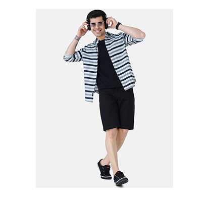 alpheus ( alsh0822036) men regular fit striped spread collar casual shirt (navy)