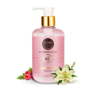 alziba cares raspberry & lily refreshing shower gel-300ml