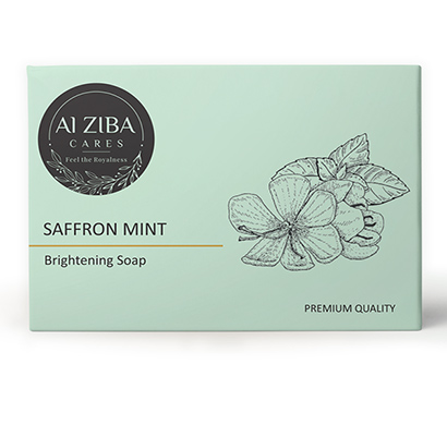 alziba cares saffron mint brightening soap 100gm (pack of 4)