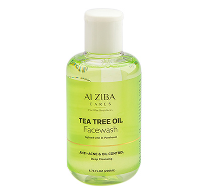 alziba cares tea tree oil facewash with d-panthenol and zinc pca - anti-acne, oil control and deep cleansing 200 ml