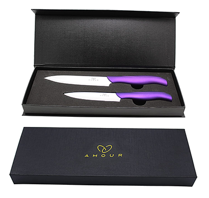 amour advanced ceramic revolution series 4 & 5 inch paring knife set with gift case (mix colour)