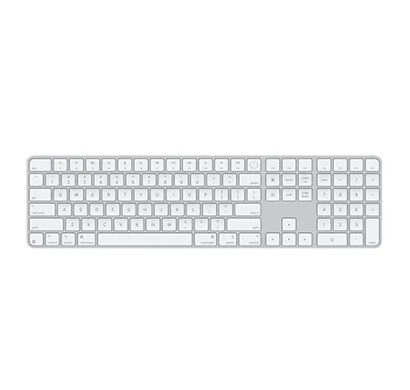 apple magic keyboard with touch id and numeric keypad for mac models with apple silicon (usb-c) - us english - white keys (mxk73hn/a)