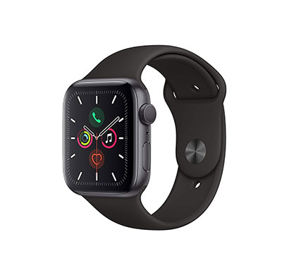 apple watch series 5 space gray aluminum case with black sport band