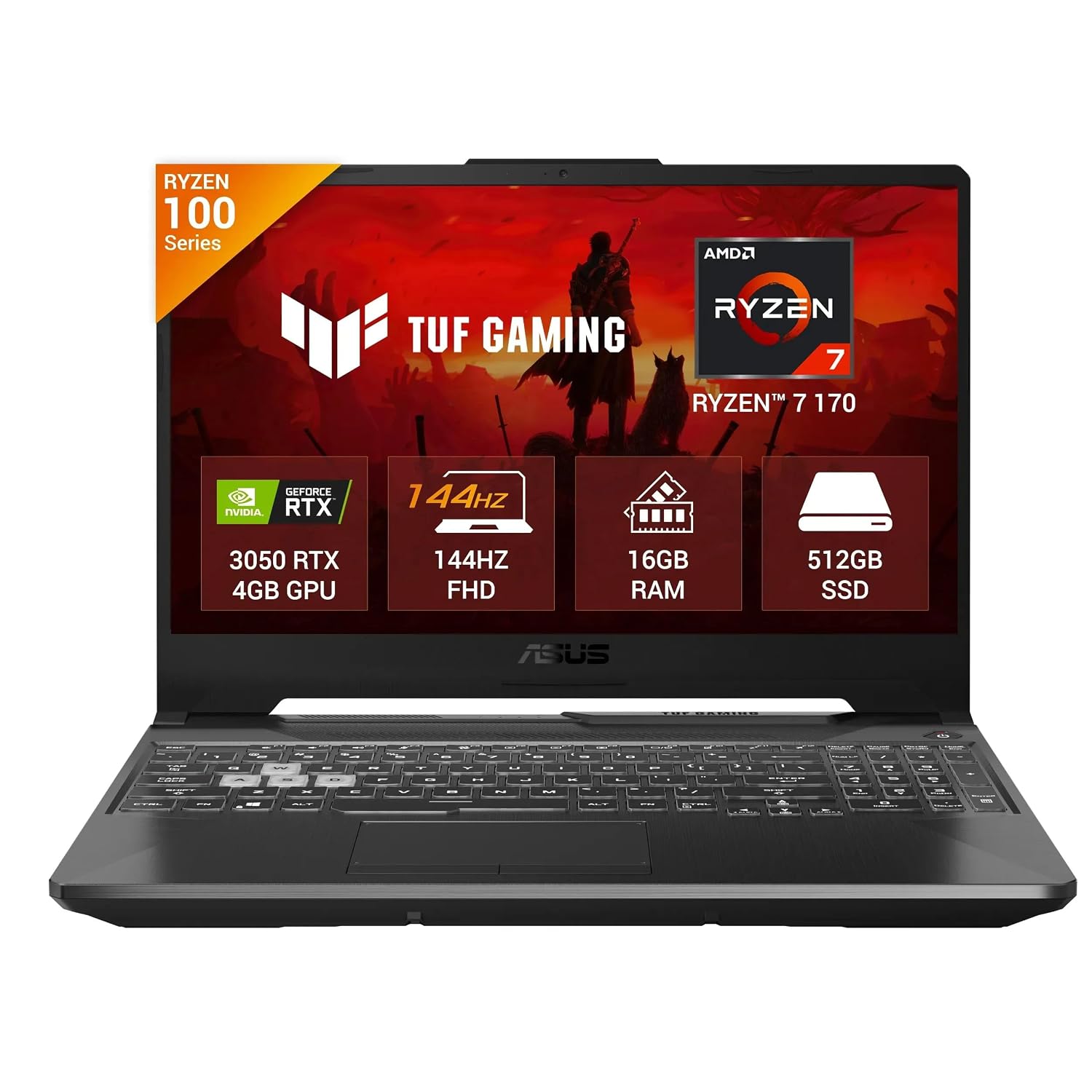 asus tuf gaming a15 (fa506ncq-in080w) gaming laptop ( amd ryzen 7-170/ 16gb ddr5 ram / 512gb ssd/ nvidia rtx 3050/ 4gb graphics/ windows 11/39.62 cms (15.6) fhd/2.30 kg) 1 year warranty