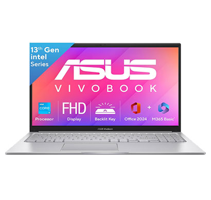 asus vivobook 15 ( x1504va-d5321ws) thin & light laptop ( intel core i3-1315u/ 8gb ram/ 512gb ssd/ 15.6 inch fhd anti glare/ windows 11 home/ ms office 2024/ backlit kb), cool silver