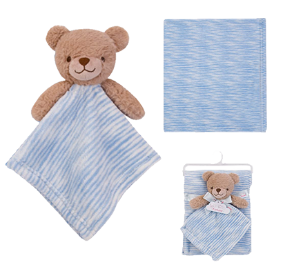 babyhop super-soft baby blanket with bear comforter toy for boy, girl / warm and comfortable/ sleep, receiving blanket for newborn, infants /0-24 months (blue)