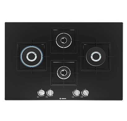 bosch (pni7b6b10i) gas hob tempered glass 4 burner auto ignition(black)