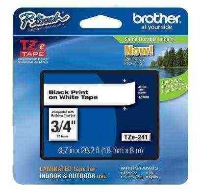 brother 18mm black on white tape tze-241