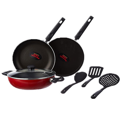 Butterfly Rapid Non Stick 7 Pcs Set / Kadai with Glass Lid / Tawa / Fry Pan / 3 Spatula