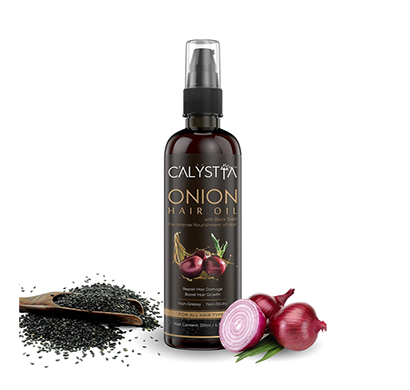 calystta onion hair oil 200ml for hair fall control and dandruff control paraben sulphate and colour free ph balanced with red onion