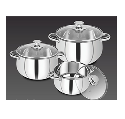 casserole set stainless steel 201 glass lid ( 3 pcs)