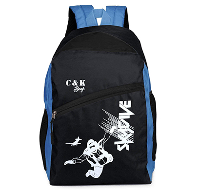 chris & kate (ckb307ll) polyester 28 liters 23 cm school bag (black & blue)