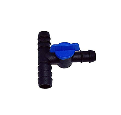 cinagro 16mm drip tee connector with tap / drip irrigation accessories for watering home garden / pipe joint connectors (100 pieces, black & blue)
