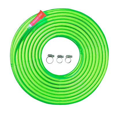 cinagro 30 meters foam garden hose pipe with plastic nozzle & 3 clamps for watering home garden, car washing, floor cleaning & pet bathing (green)