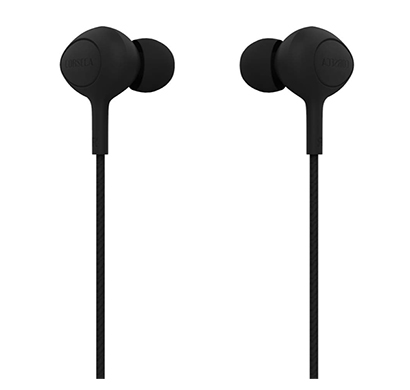 corseca spirito (dmhf0027) wired sports earphones with stereo sound, 10 mm dynamic drivers with in-line mic & volume controller (black)