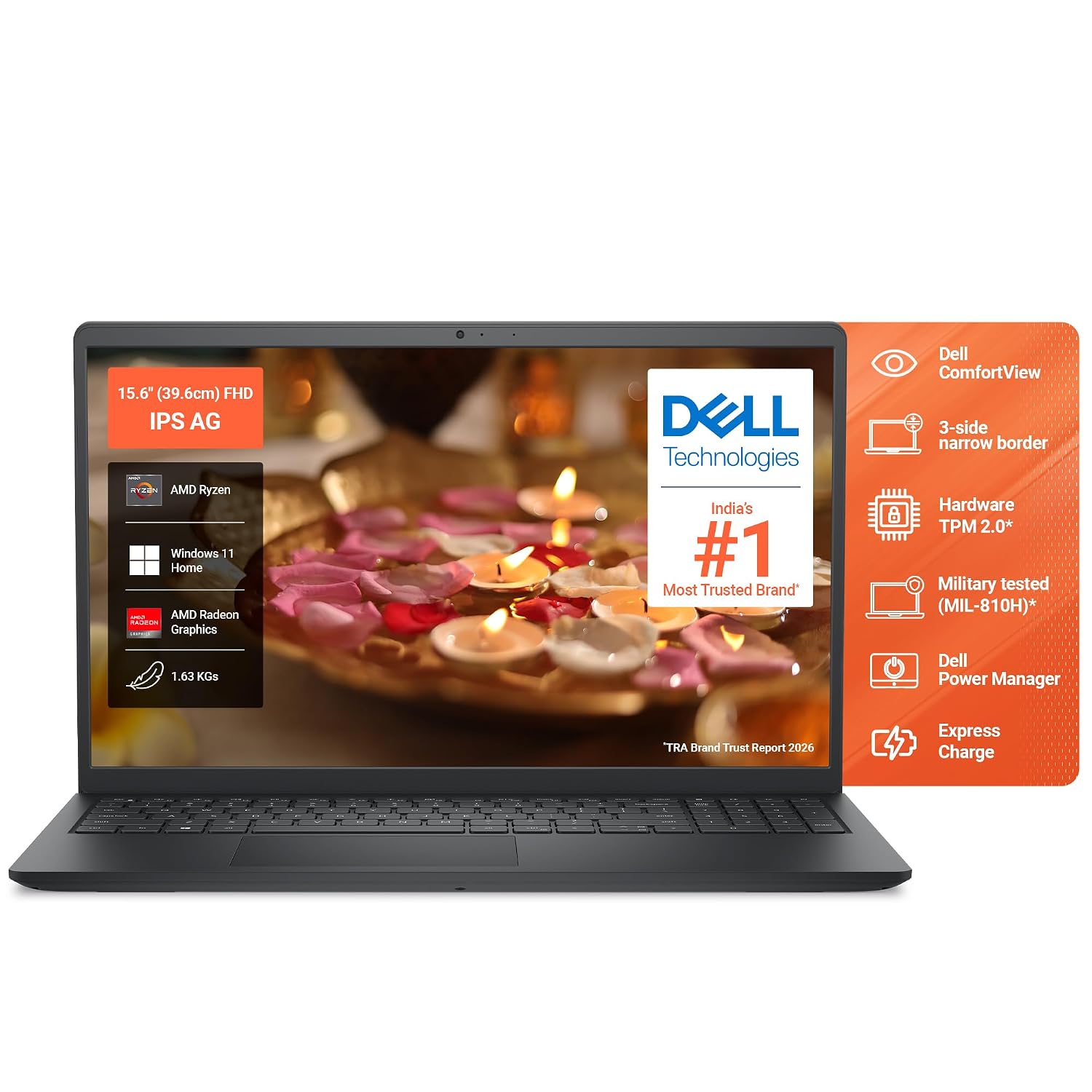 dell 15 dc15255 (previously inspiron) thin & light laptop (amd ryzen 5 7520u processor/ 8gb lpddr5 ram/ 512gb ssd/ fhd 15.6