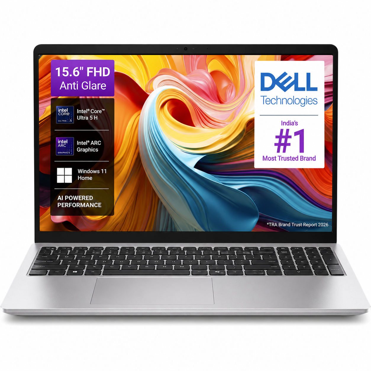 dell 15 (d15260) laptop (intel core ultra5-225h/16gb ram/512gb ssd/win11 home/ms24/15.6/fhd/silver) 1 year warranty