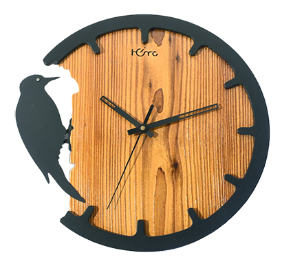 diamante a la mode woodpecker designer and latest stylish metal premium wall clock for home (silent movement, wooden)
