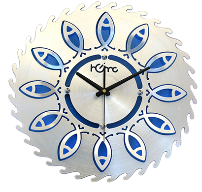 diamante a la mode fish blue premium designer and latest stylish metal wall clock for home (silent movement, silver & blue)