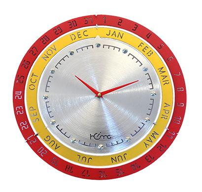 diamante a la mode anniversary designer and latest stylish metal premium wall clock for home (silent movement, red, yellow, silver)