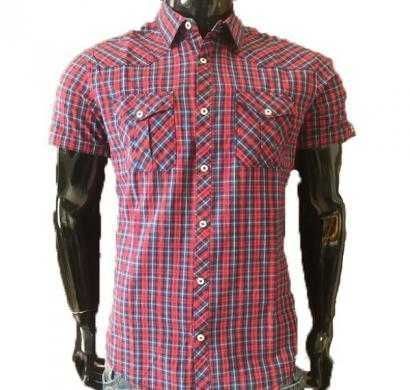dnm x slim fit casual shirt 100% cotton yd checked - red