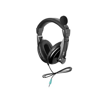 elista crown (ew100sm-01) multimedia headphone with mic for laptop/mobile/pc wired headset (black, on the ear)