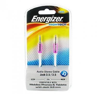 energizer audio stereo cable, metal serie for mobiles 1.5 m pink