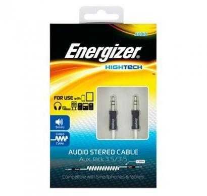 energizer coilded audio stereo cable, metal serie for mobiles - white