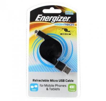 energizer hightech usb retractable cable micro-usb - black