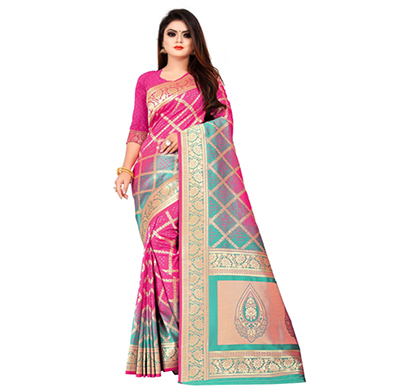 flareon (245d-rani) women banarasi silk saree with blouse piece