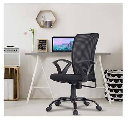 refurbished green soul ( seoul_mb_smartblack ) office chair, mid back mesh ergonomic home office desk chair with comfortable & spacious seat, rocking-tilt mechanism & heavy duty metal base (smart black)