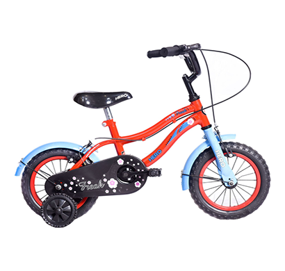 hero freak 12t mountain bike for unisex kids , 8 inches steel frame , single speed cycle (red/blue) - without backrest