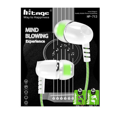 hitage hp-713 wired earphone (white & green)