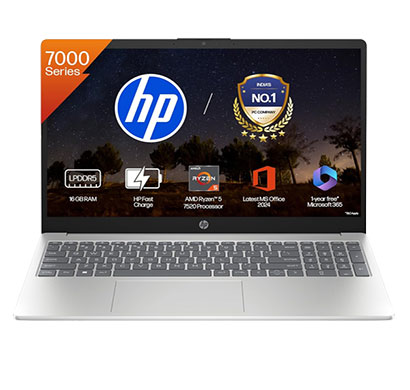 hp 15 (fc0690au) laptop (amd ryzen 5 7520u/ 16gb ram/ 512gb ssd/ 15.6 inch fhd/ windows 11/ office 24/m365 basic backlit kb),silver