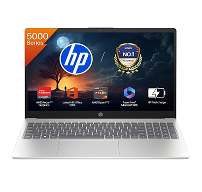 hp 15 (fc0533au) laptop (amd ryzen 7-5825u/ 16gb ddr4 ram/ 512gb ssd/ windows 11/ ms office home 2024/ 15.6'' fhd/ backlit kb+fhd camera+radeon graphics), silver
