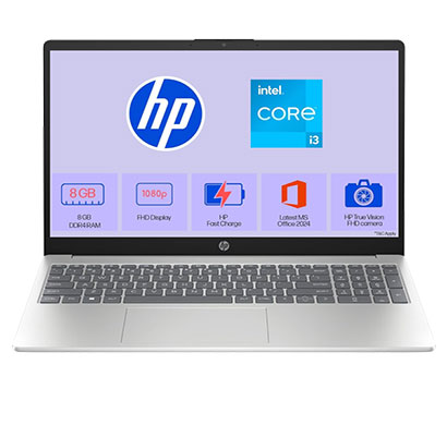 hp 15 (fd0624tu) laptop ( intel core i3-1315u/ 13th gen/ 8gb ram/ 512gb ssd/ fhd, micro -edge, anti-glare, 15.6 inch / windows 11, m365 office24/ uhd graphics), silver