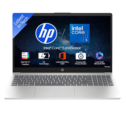 hp 15 (fd1444tu) laptop ( intel core 5-120u/ 8gb ram/ 512gb ssd/ 15.6 inch fhd screen/ windows 11/ backlit/ m365 basic/ office home24), silver