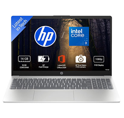 hp 15 (fd0885tu) laptop (intel core 3/ 14th gen/ 16gb ram/ 512gb ssd/ 15.6 inch fhd/ windows 11 home/ mso),silver
