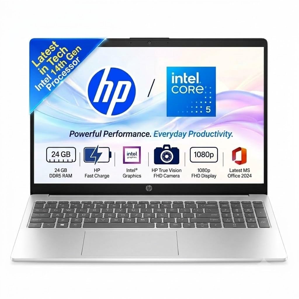 hp 15 (15-fd0901tu) laptop (intel core 5/14th gen/24gb ram/512 gb ssd/15.6