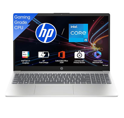 hp 15 (fr0045tu) thin and light laptop ( intel core i5/ 13th gen 13420h/ 16 gb ram / 512gb ssd/ 15.6 inch screen/ windows 11 home/ ms office 2024),silver