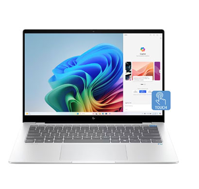 hp omnibook x 14-fe1011qu (b17s7pa) thin & light laptop (qualcomm snapdragon x plus/ 16gb ram/ 512gb ssd/ windows 11 home/ 14 inch 2.2k ips display/ ms office 2021) , glacier silver