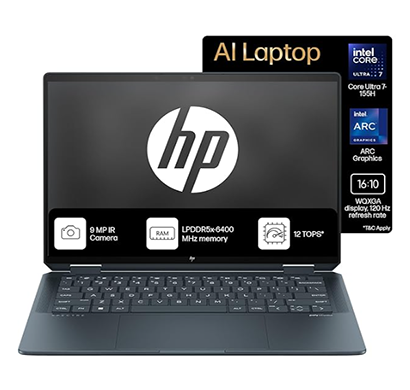 hp spectre x360 ai pc (aa0015tu) 2 in 1 laptop (intel core ultra 7 155h/ 16gb ram/ 1tb ssd/ windows 11 + ms office/ 16 inch), black