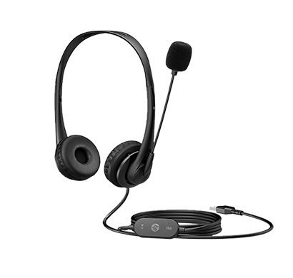 hp stereo usb headset (black)