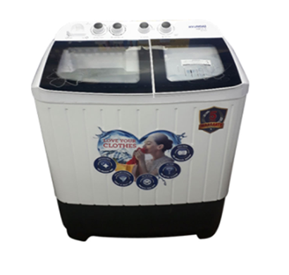 hyundai ( wm hys85e3-bfk7) 8.5 kg semi auto ft glass washing machine (black floret)